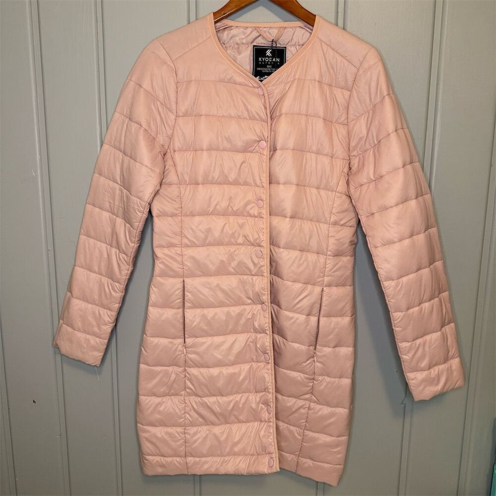 Kyodan Women's Pink Quilted Jacket M Mid-Length Casual Travel Warm